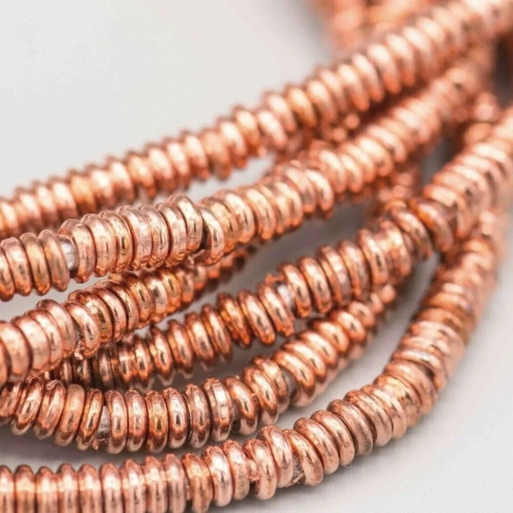 Ethnic India Copper Handcrafted 4mm Round Heishi Rondelle Beads 50 pcs